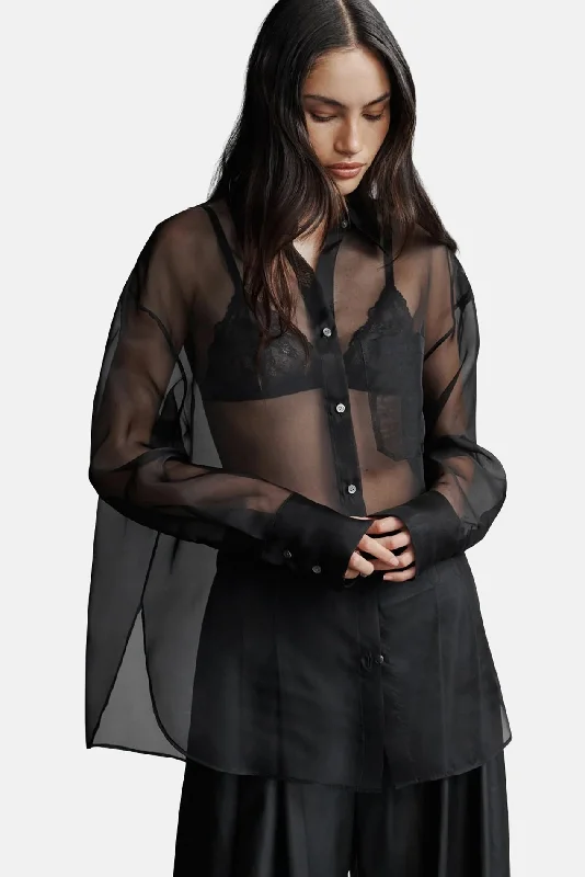 Classic Chic Big Joe Sheer Shirt Black