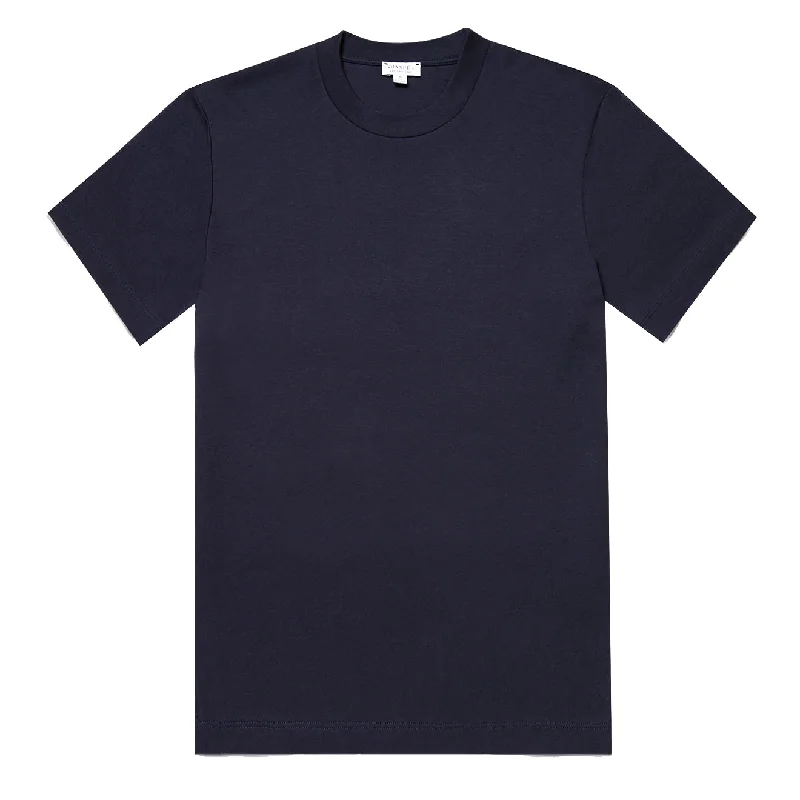 Clean Lines Clean Lines Sunspel Relaxed Fit Heavyweight Supima Cotton T‑Shirt Navy