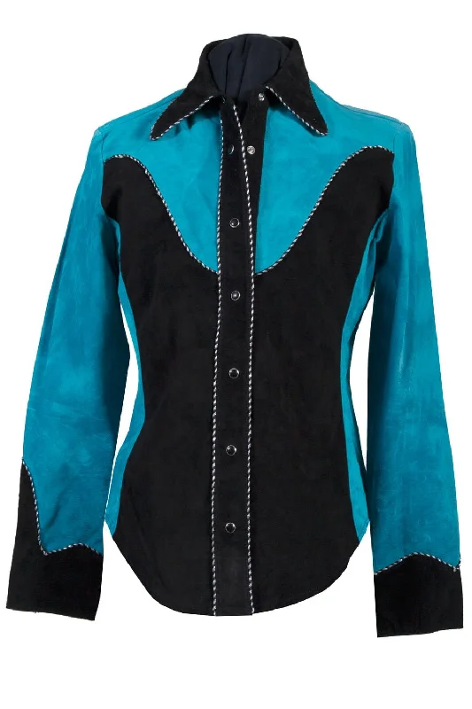 Sporty Tailoring Scully Womens Two Tone Western Black/Blue Leather Leather Jacket