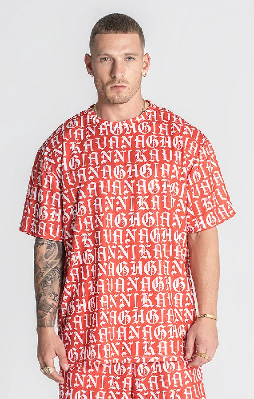 Contemporary Minimalism Contemporary Minimalism Red Message Oversized Tee