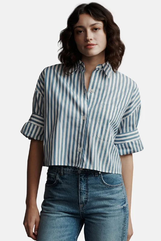Sleek Streetwear Next Ex Shirt in Superfine Cotton White/Vintage Denim