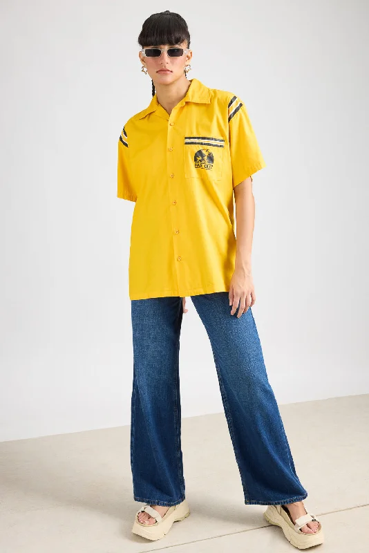 Contemporary Chic Cotton Poplin Women's Garage Shirt - Yellow