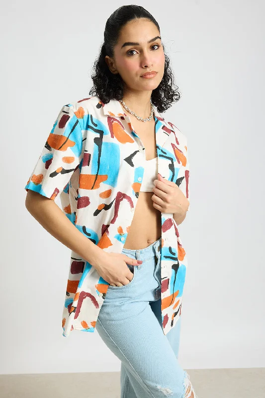 Vintage Essentials Abstract Paint Women's Resort Shirt