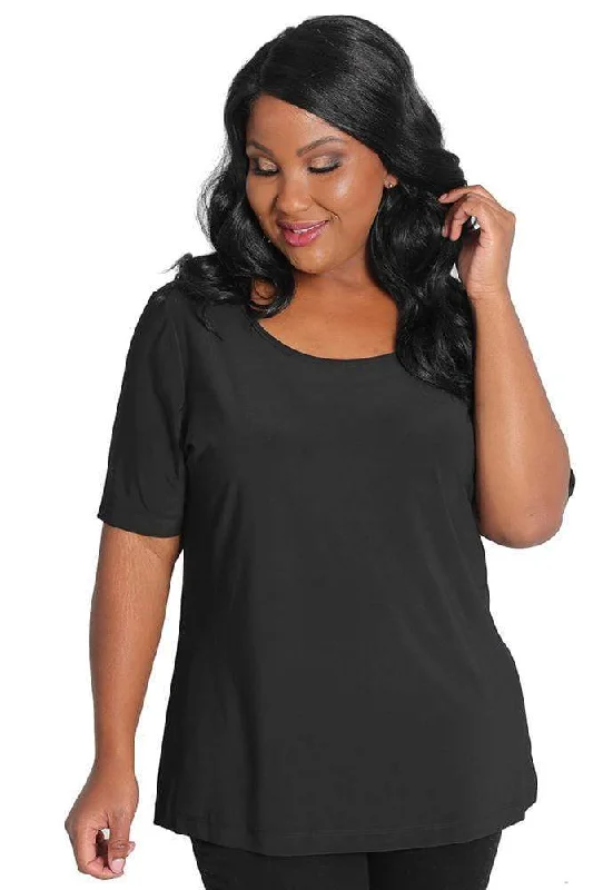 Casual Layering Vikki Vi Jersey Black Short Sleeve Top