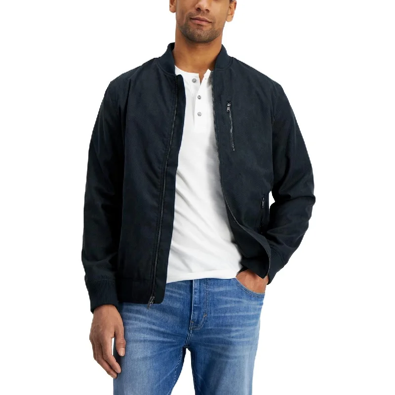 Sporty Tailoring Sporty Tailoring Alfani Mens Faux Suede Perforated Bomber Jacket