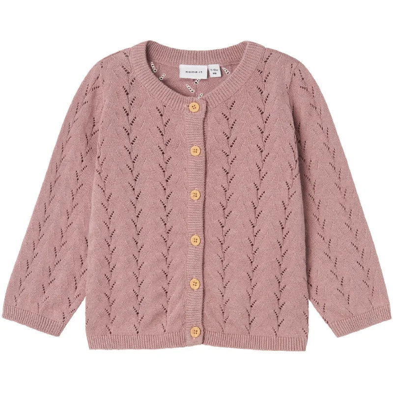 Statement Denim Name It Deauville Mauve Banni Strik Cardigan Noos
