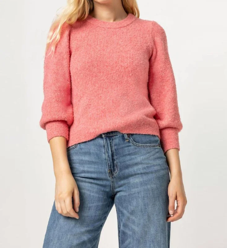 3/4 Puff Sleeve Sweater In Calypso