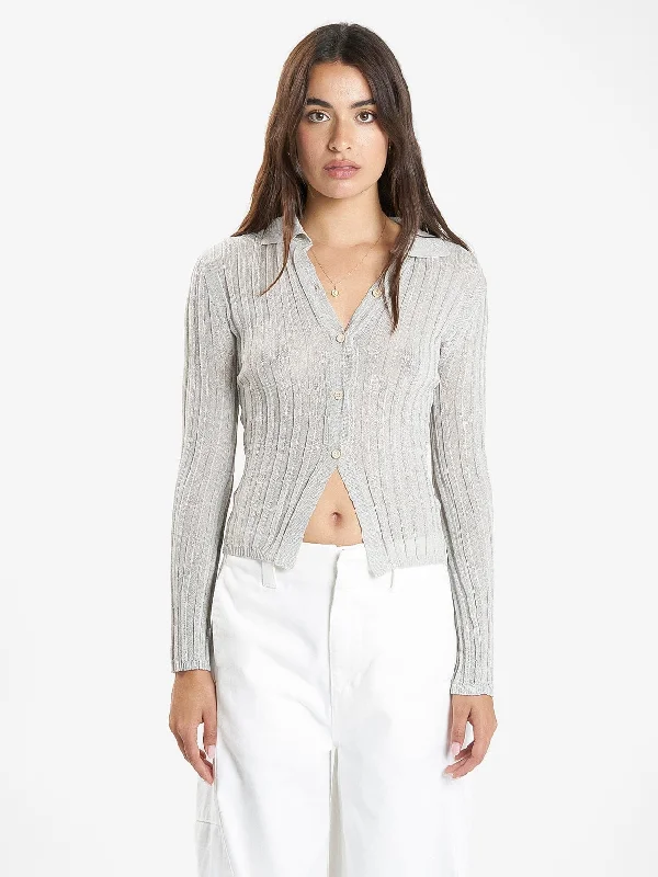 Delphine Knit Cardigan - Oyster Grey