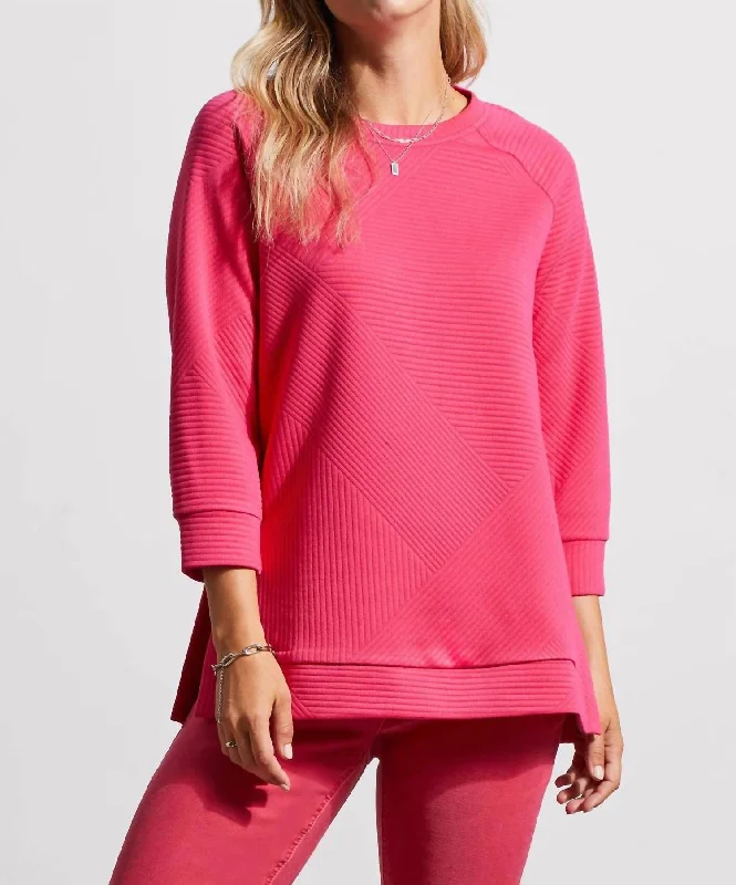 Quilted Raglan Top In Raspberry