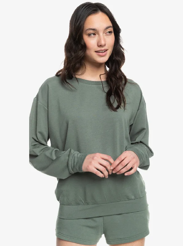 Surfing By Moonlight B Cozy Lounge Top - Agave Green