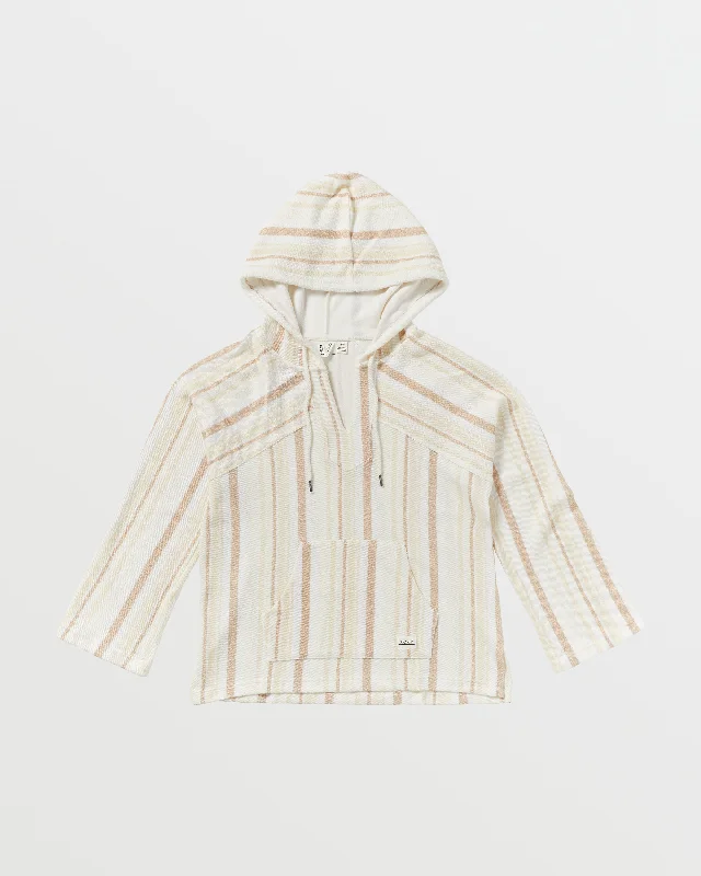 Wild And Free Poncho Style Hoodie - Tapioca Tulum Stripe