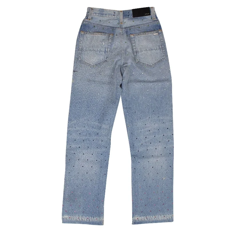Clean Fashion Sweet Style Amiri Gradient Crystal Recon Denim - Blue