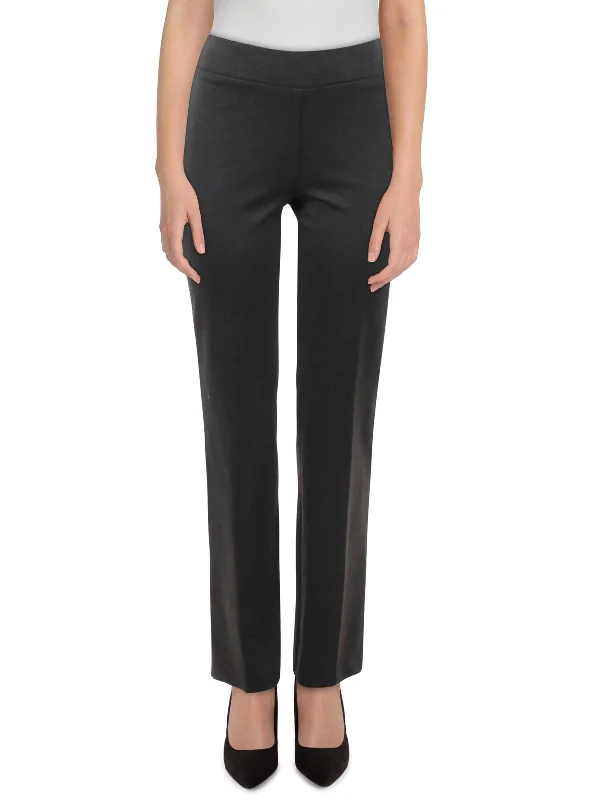 Womens Pull On Trousers Straight Leg Pants