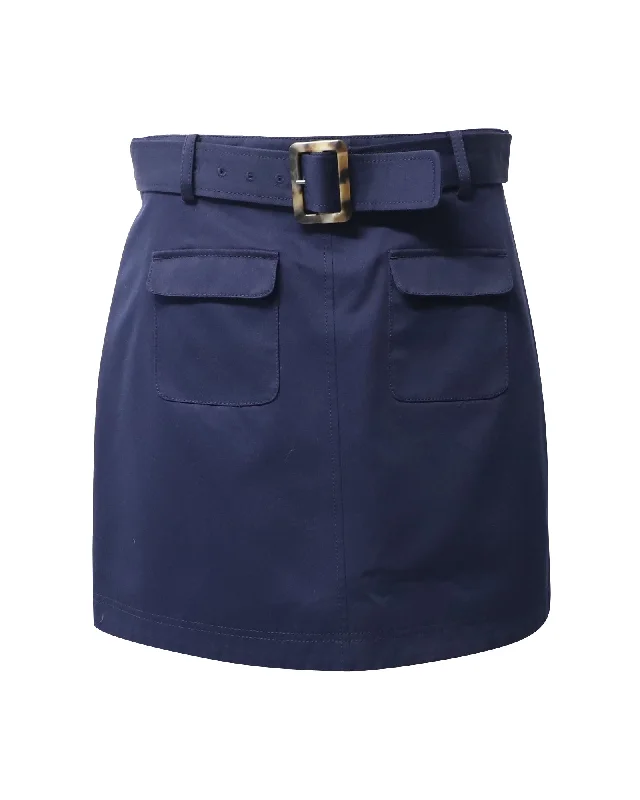 Alexa Chung Patch Pocket Mini Skirt in Navy Blue Cotton