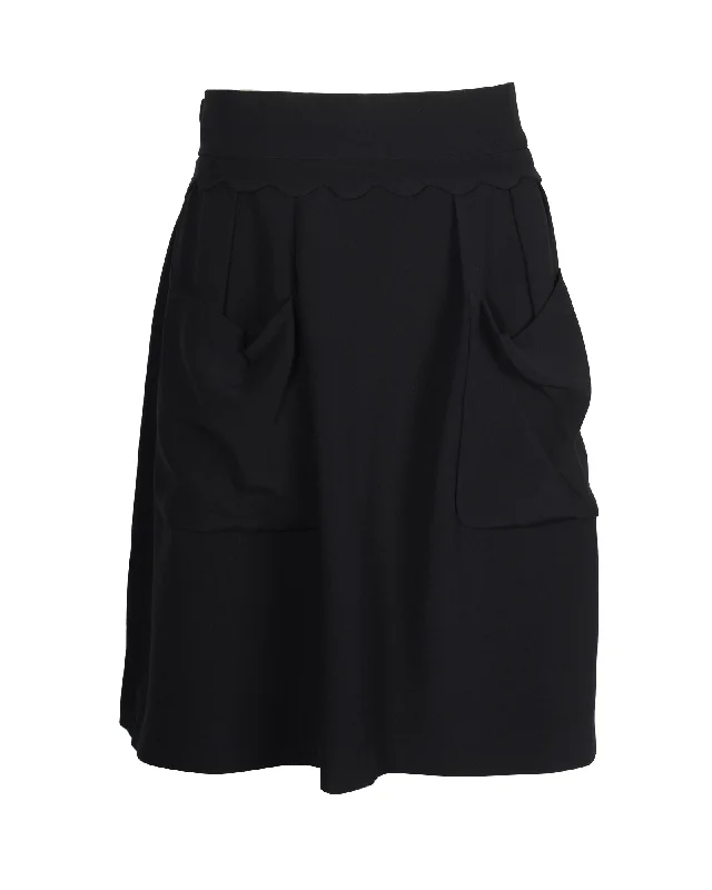 Miu Miu A-Line Mini Skirt in Navy Blue Acetate