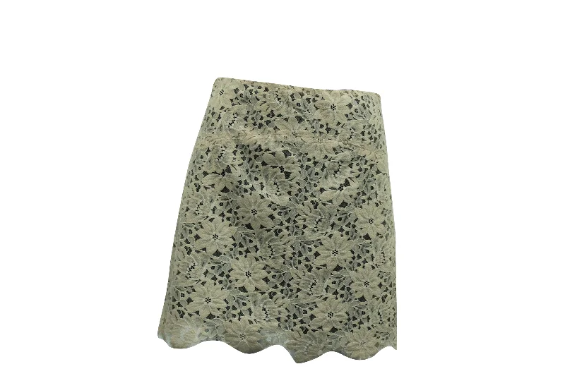 Sandro Paris Lace Short Skirt in Beige Polyamide