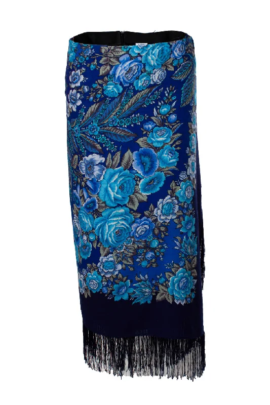 Scarf fringe skirt in blue