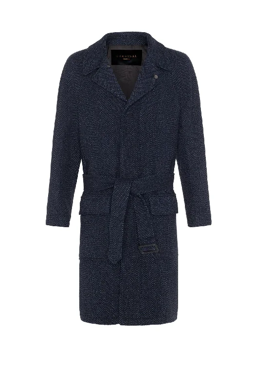 TATUM NAVY HERRINGBONE TOPCOAT