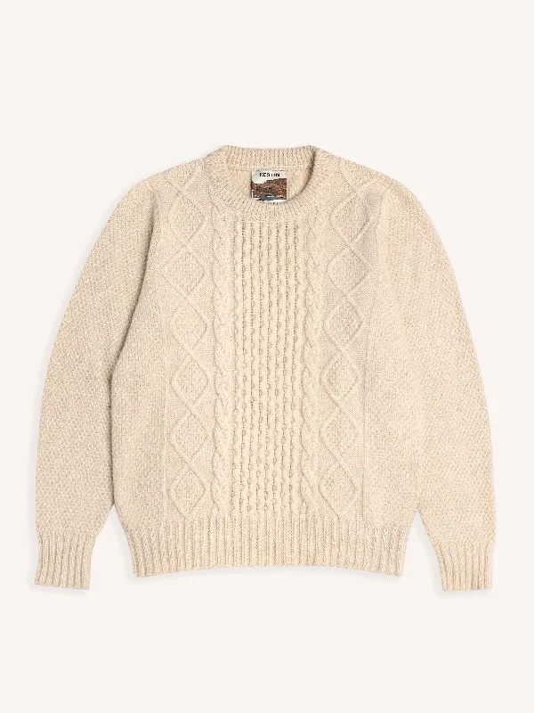 Aran Cable Knit in Cream Superfine Lambswool