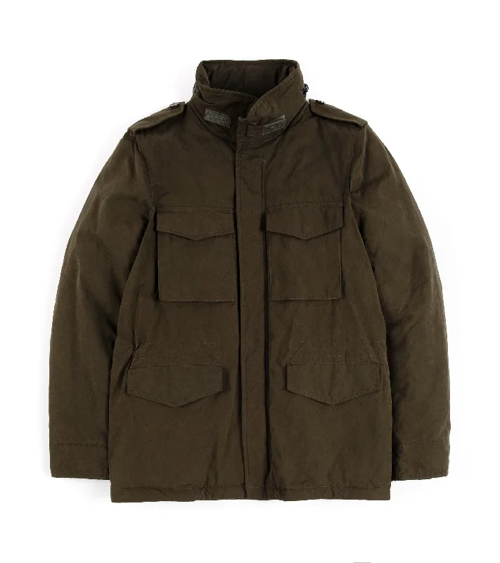 Aspesi Dry Wax Cotton Padded Field Jacket: Olive