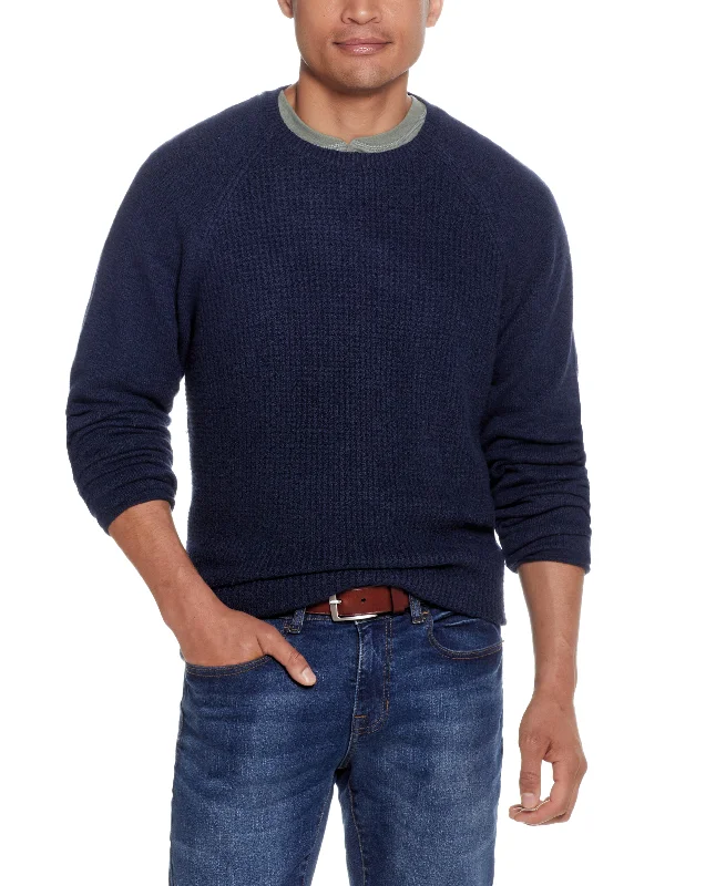 Waffle Crewneck Sweater in Navy