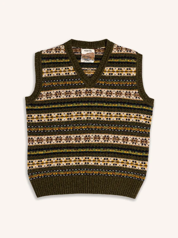 Fairisle Vest in Green Multi Lambswool