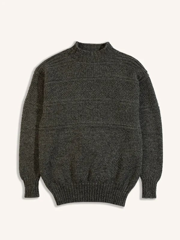 Fife Gansey Knit in Charcoal Merino Wool