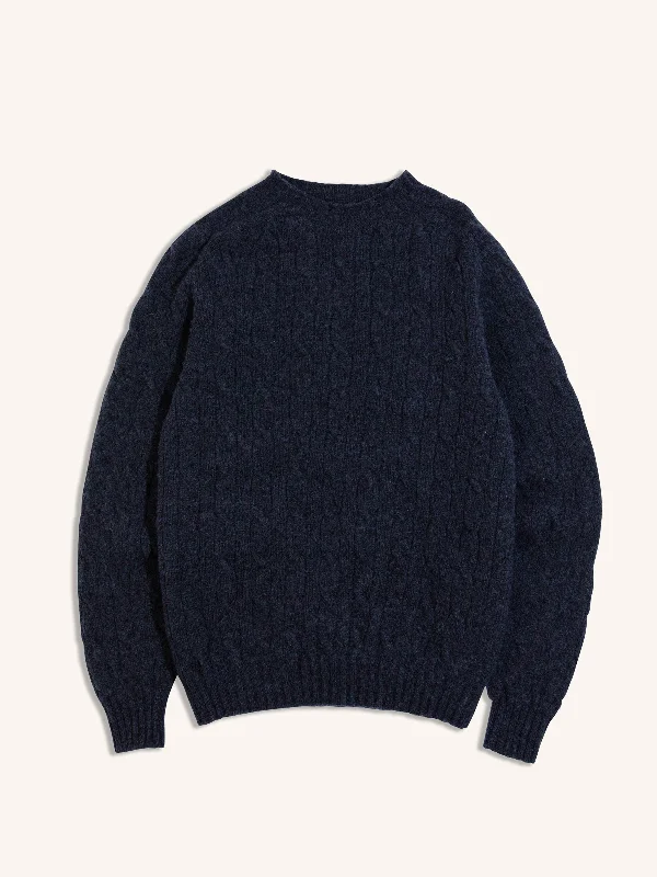 Galloway Cable Knit in Airforce Lambswool