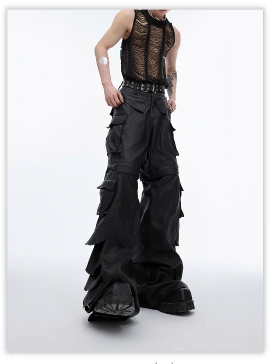 High-Waisted Structured Cargo Pants