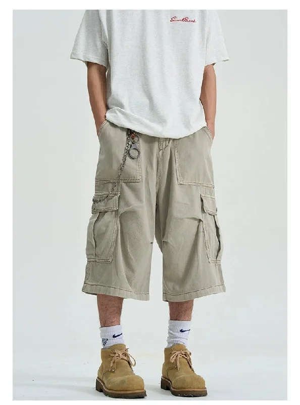 Over Knee Loose Cargo Shorts