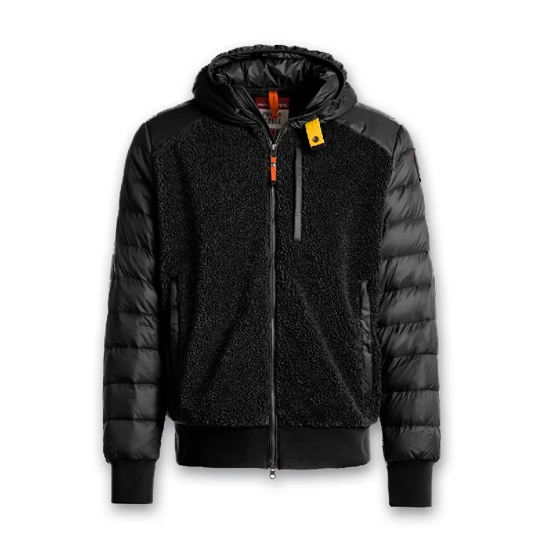 Cozy Tailoring Cozy Tailoring Everyday Denim Parajumpers - Rhino Fleece Hybrid Hooded Jacket in Black Cozy Tailoring Cozy Tailoring Everyday Denim Parajumpers - Rhino Fleece Hybrid Hooded Jacket in Black