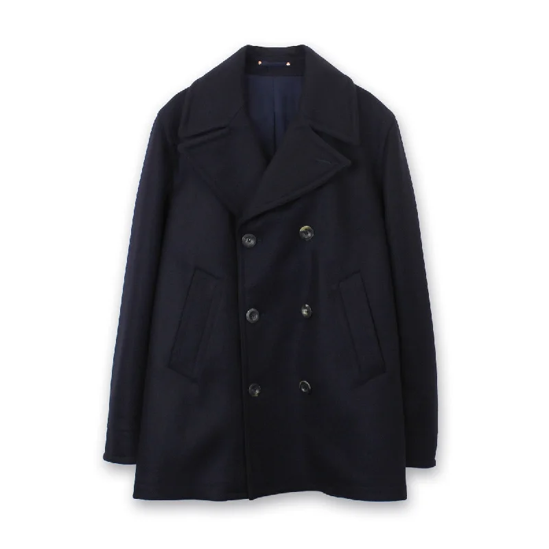 Private White VC - Melton Peacoat in Navy