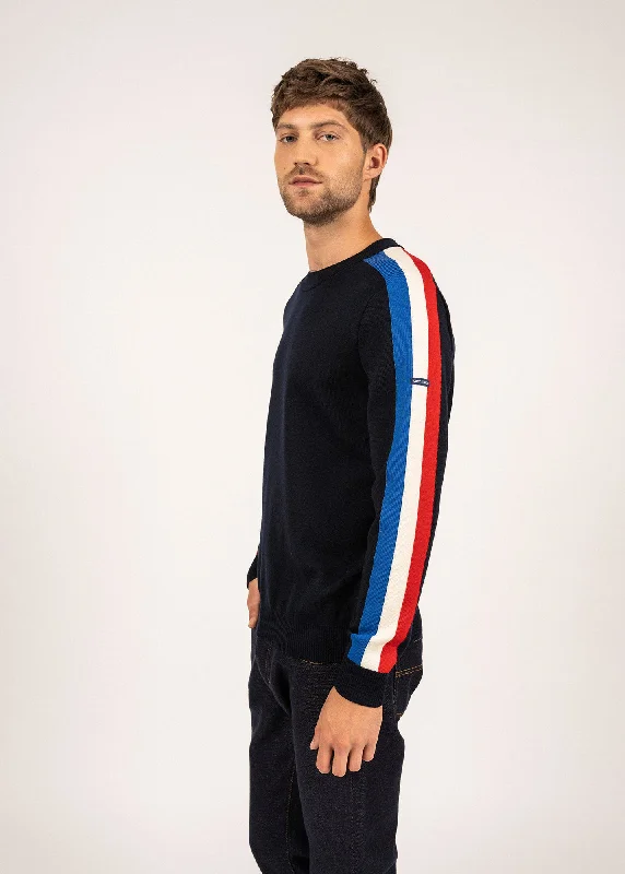 Pull à manches raglan en laine - SAINT JAMES x Élysée (NAVY/GITANE/ECUME/TULIPE)