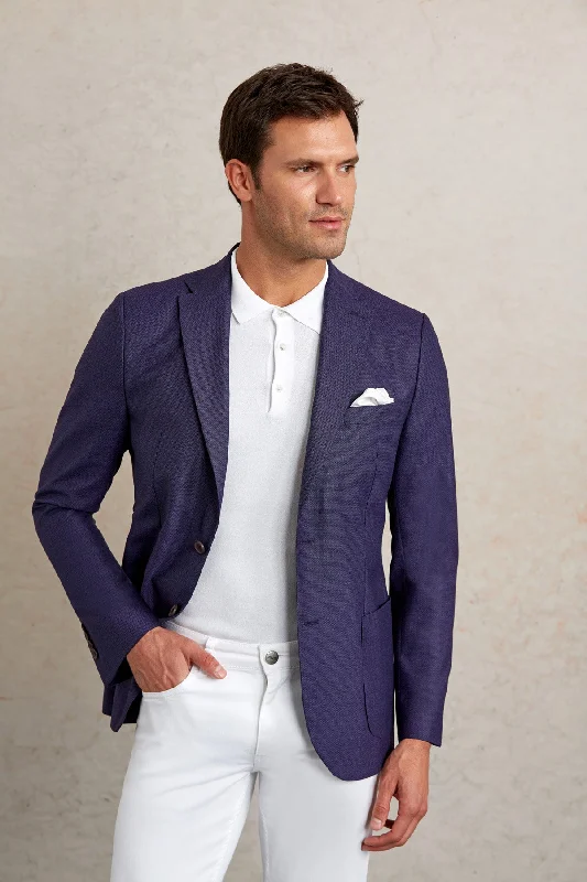 Slim Fit Notch Lapel Purple Casual Blazer