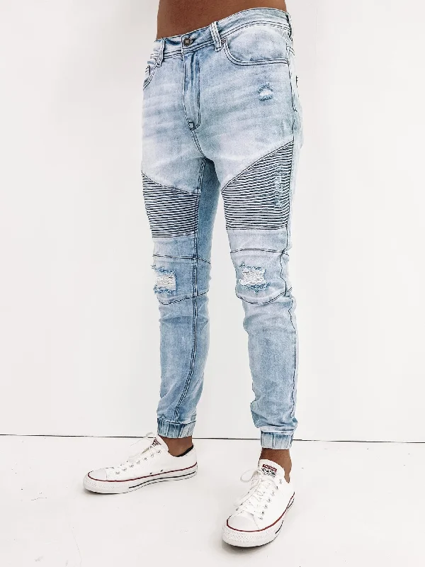 Strung Out Moto Cuffed Jean Demo Blue