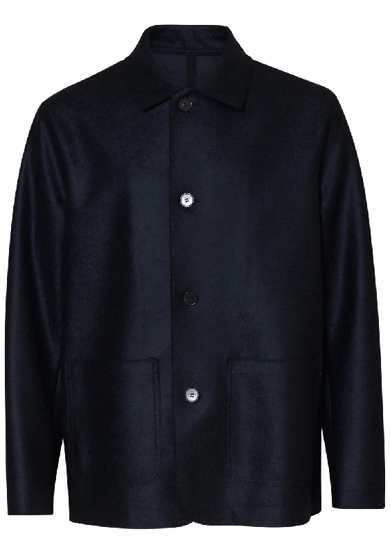 Utility Jacket Pressed Wool Dark Blue